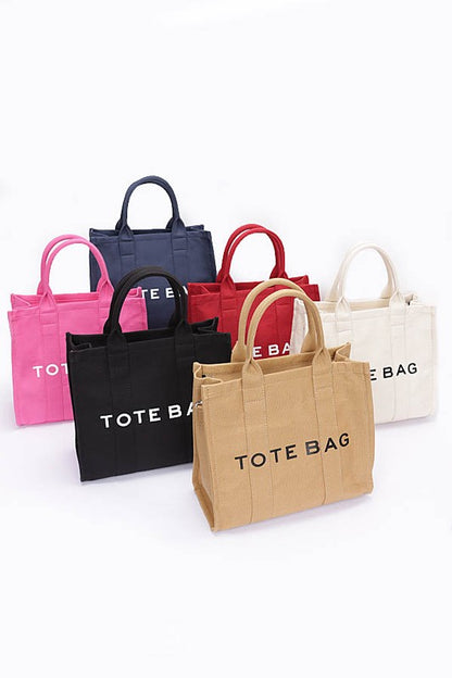 Cotton Canvas Convertible Small Tote Bag